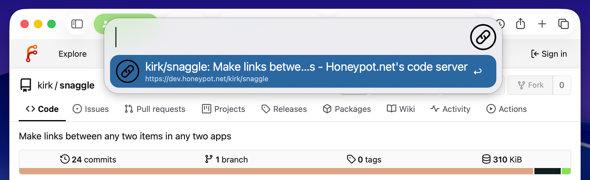 Snaggle capturing the current Safari URL