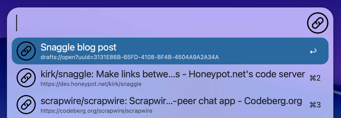 Snaggle searching links